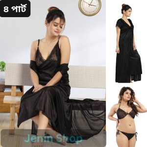4 Part Night Dress Black