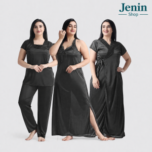 4 Part New Model Night Dress Black