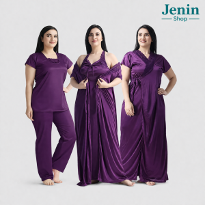 4 Part New Model Night Dress Purple