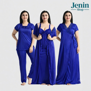 4 Part New Model Night Dress Blue